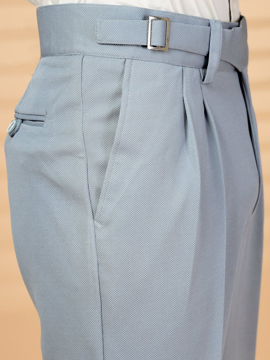 Grey Lycra Cotton Solid Smart Fit Formal Trouser