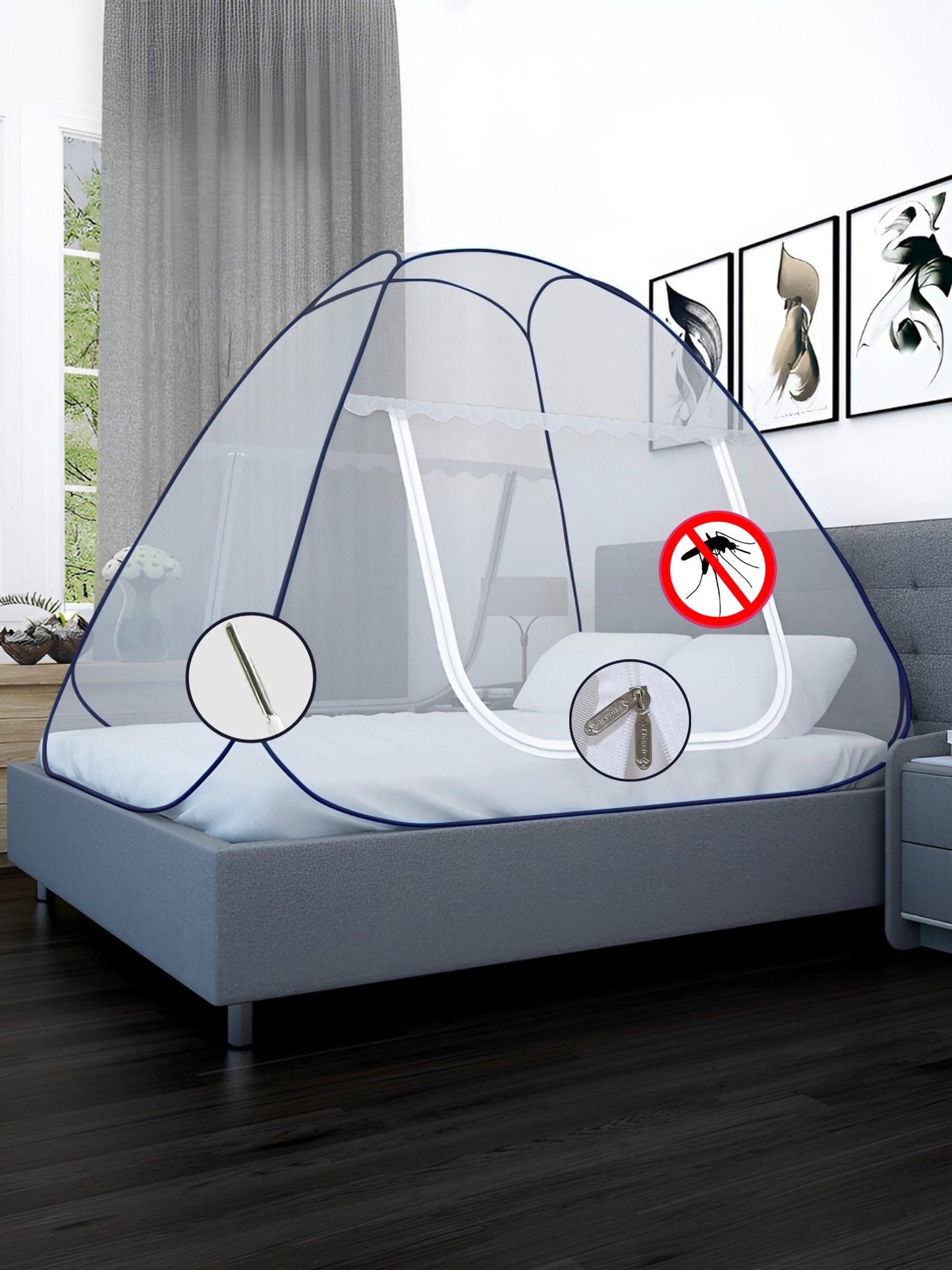 Luxury Foldable Pop-Up Mosquito Net Tent for King Size Bed