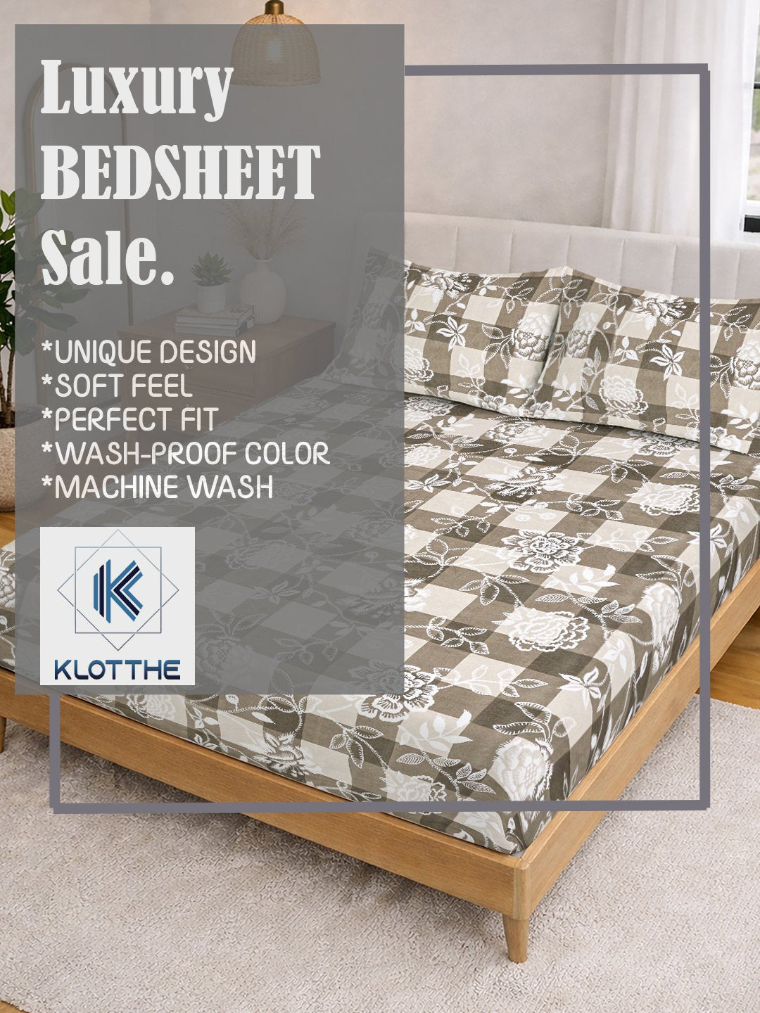 Begie Floral Cotton Blend Double Bedsheet with 2 Pillow Covers