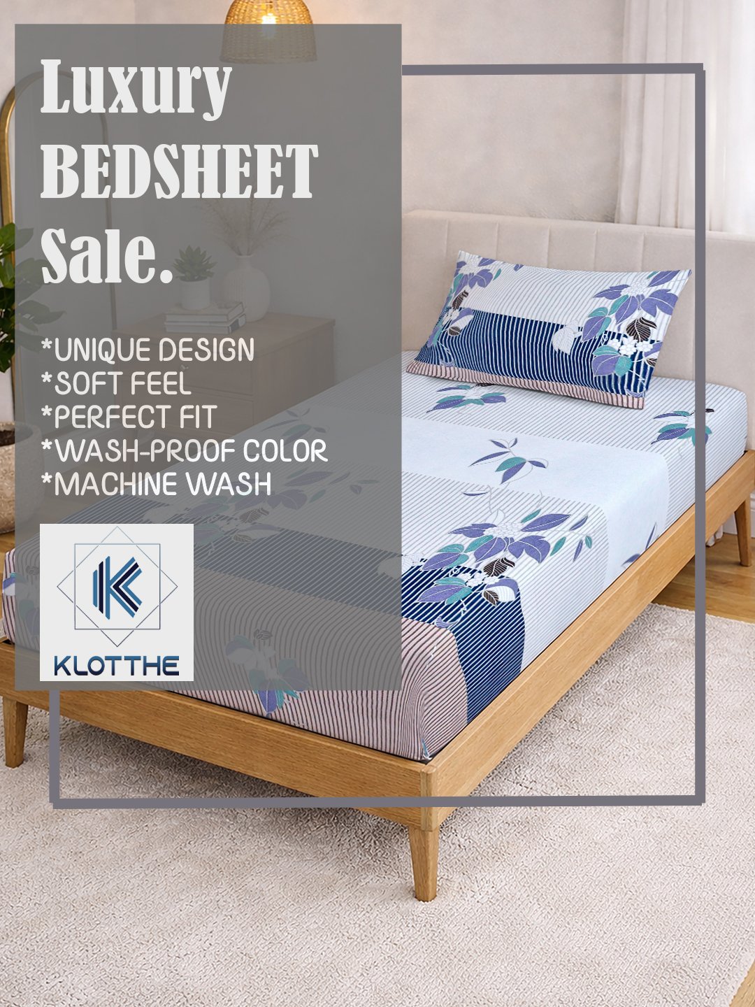 Multi Floral Cotton Blend Single Bedsheet with Pillow Cover
