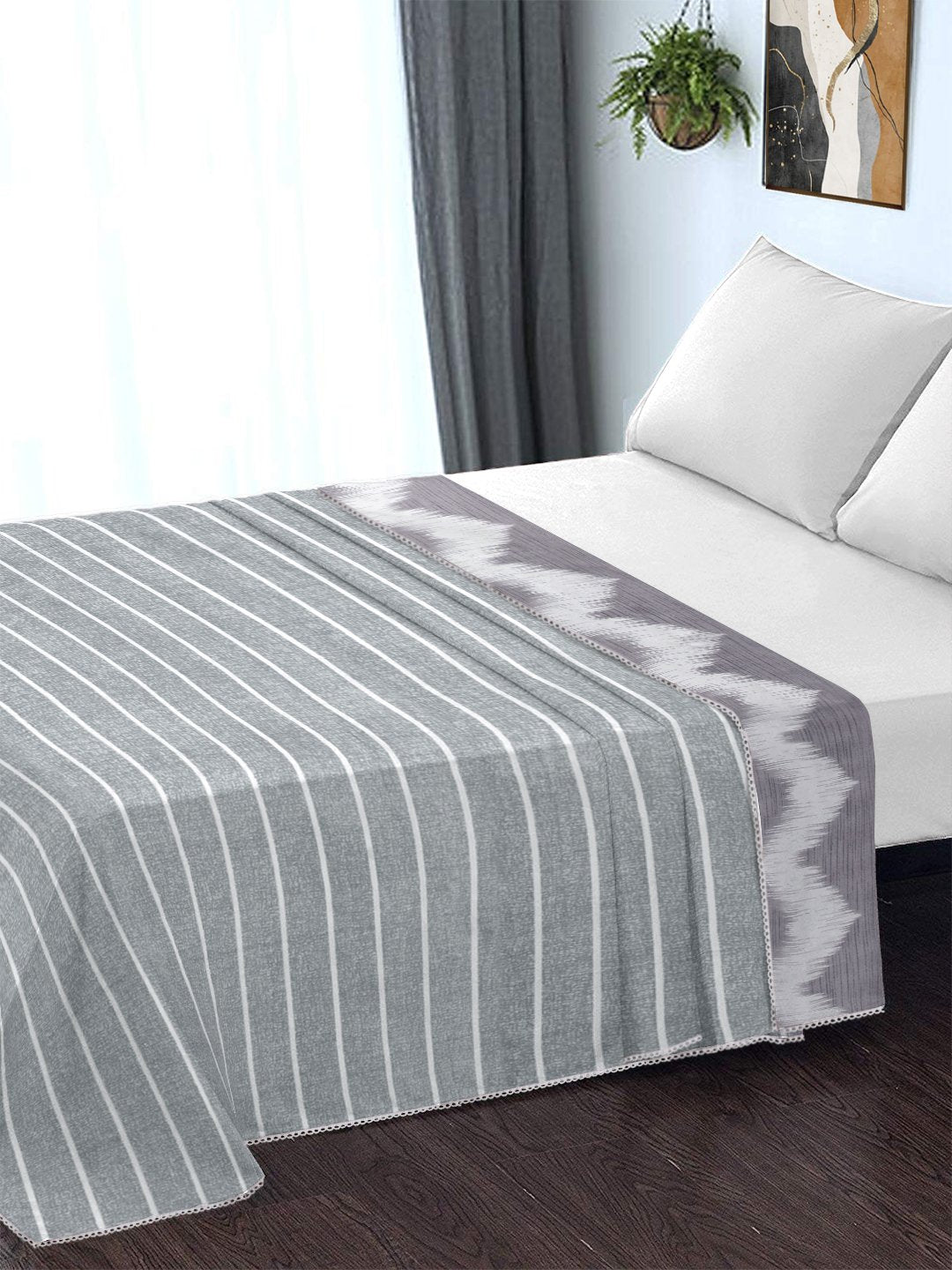 Purple Cotton Blend Geometric Double Bed Dohar