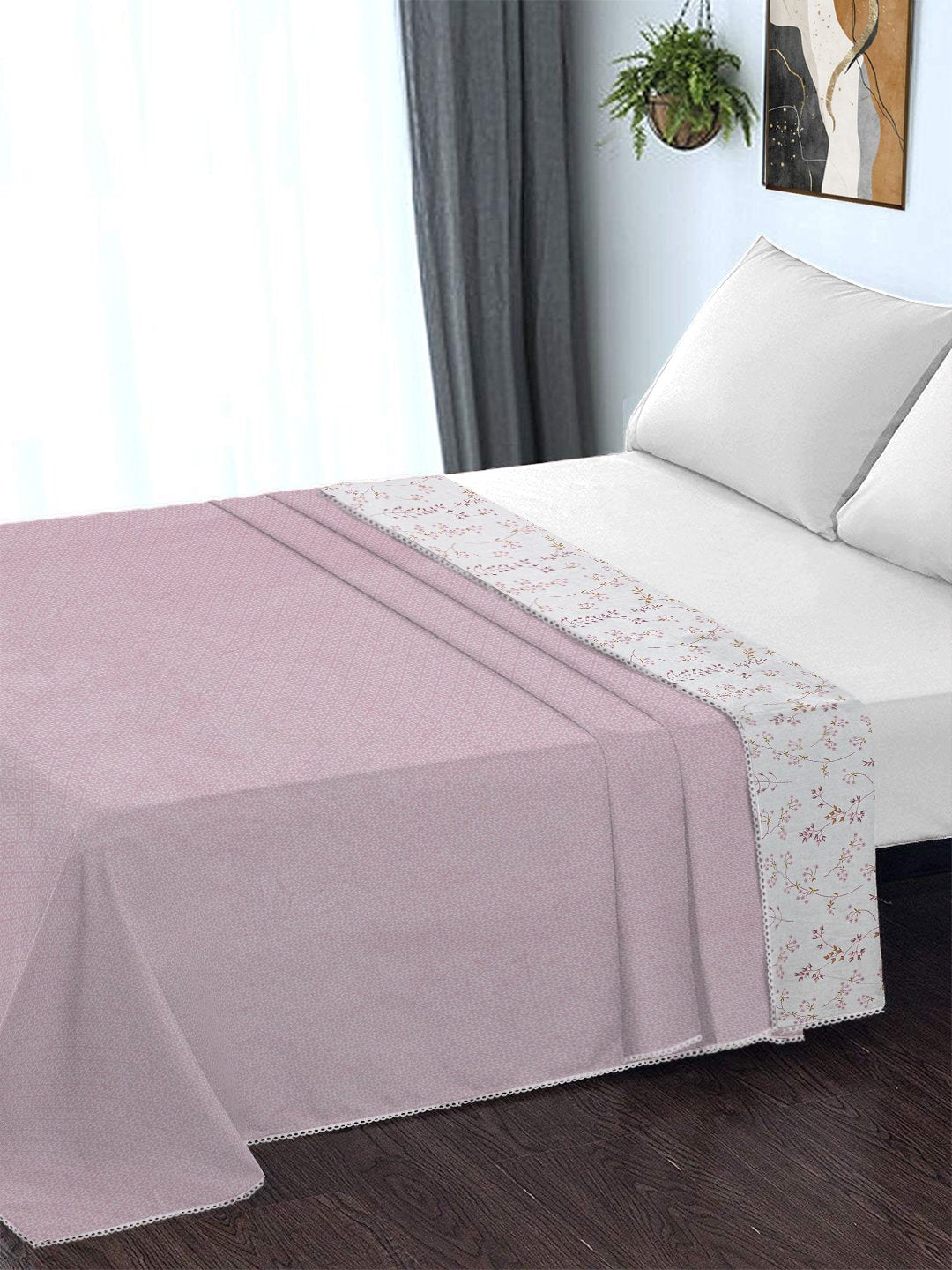 Pink Pure Cotton Floral Double Bed Dohar