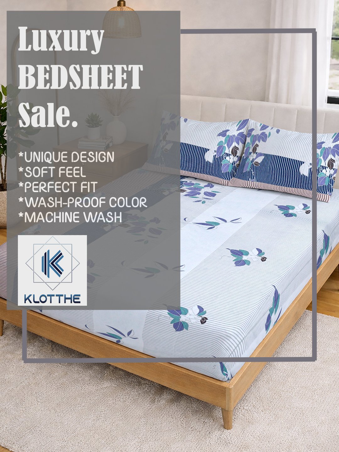 Multi Floral Cotton Blend Double Bedsheet with 2 Pillow Covers