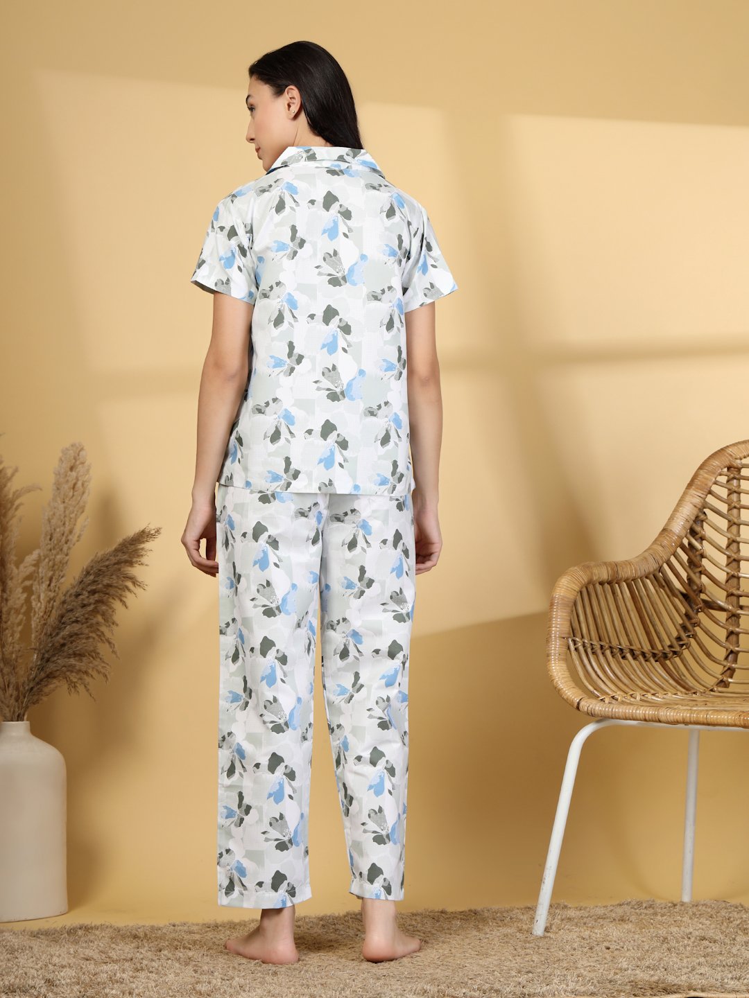 Women Multi Abstract Cotton Blend Night Suit