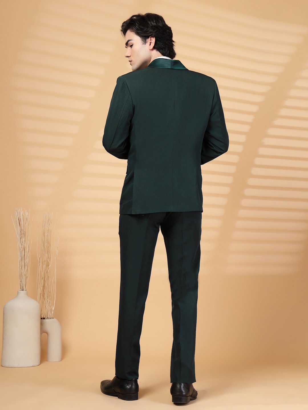 Green Solid Embroidery Single-Breasted Two-Piece Party Suit