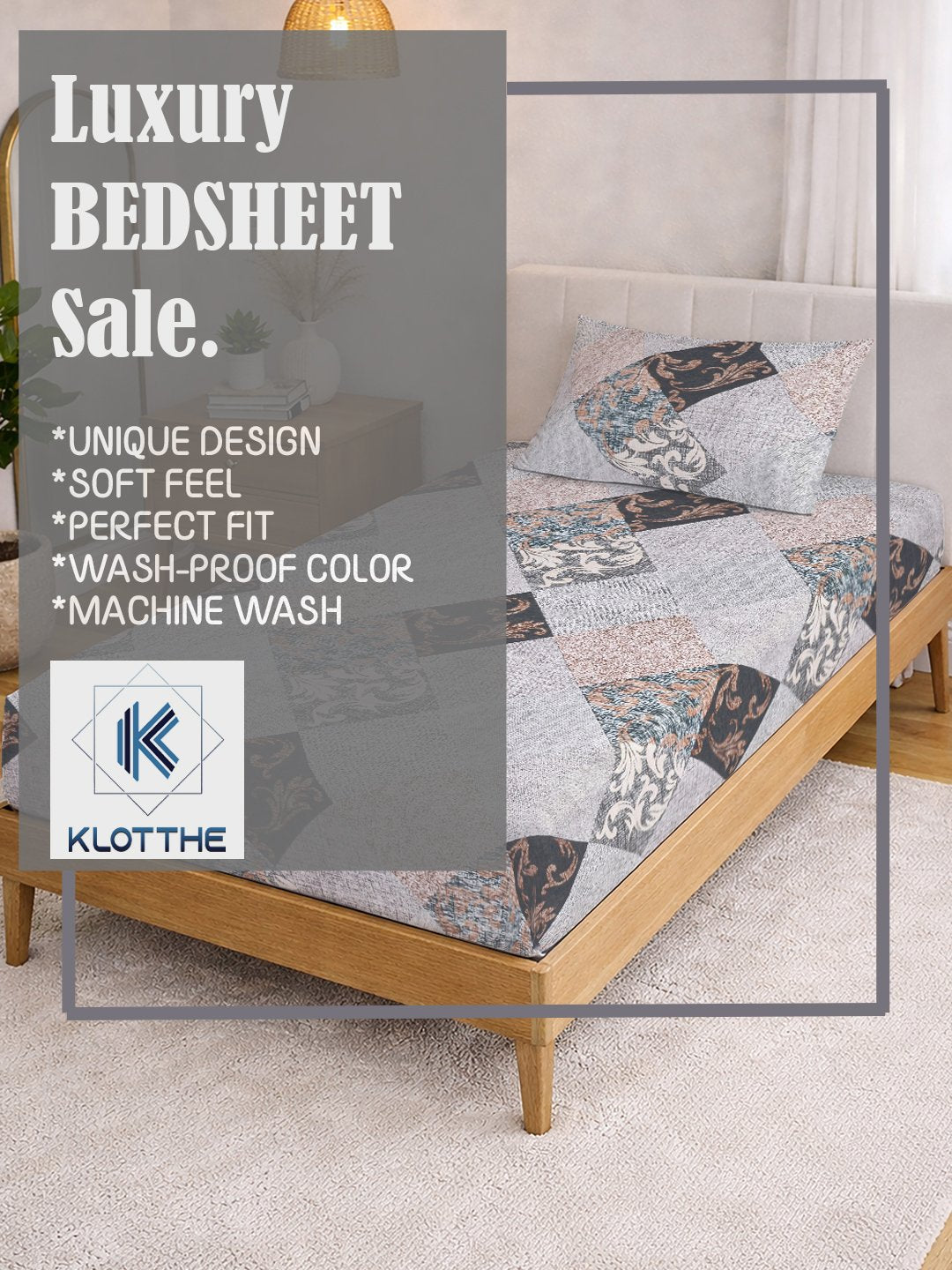 Multi Geometric Cotton Blend Single Bedsheet with Pillow Cover