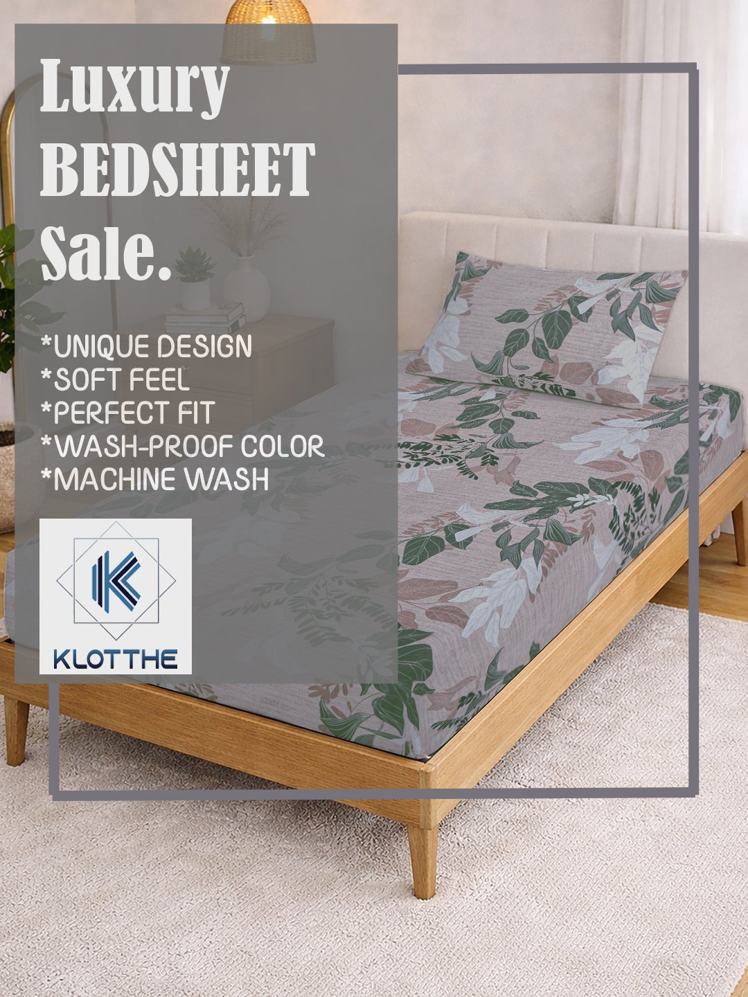 Multi Floral Cotton Blend Single Bedsheet with Pillow Cover