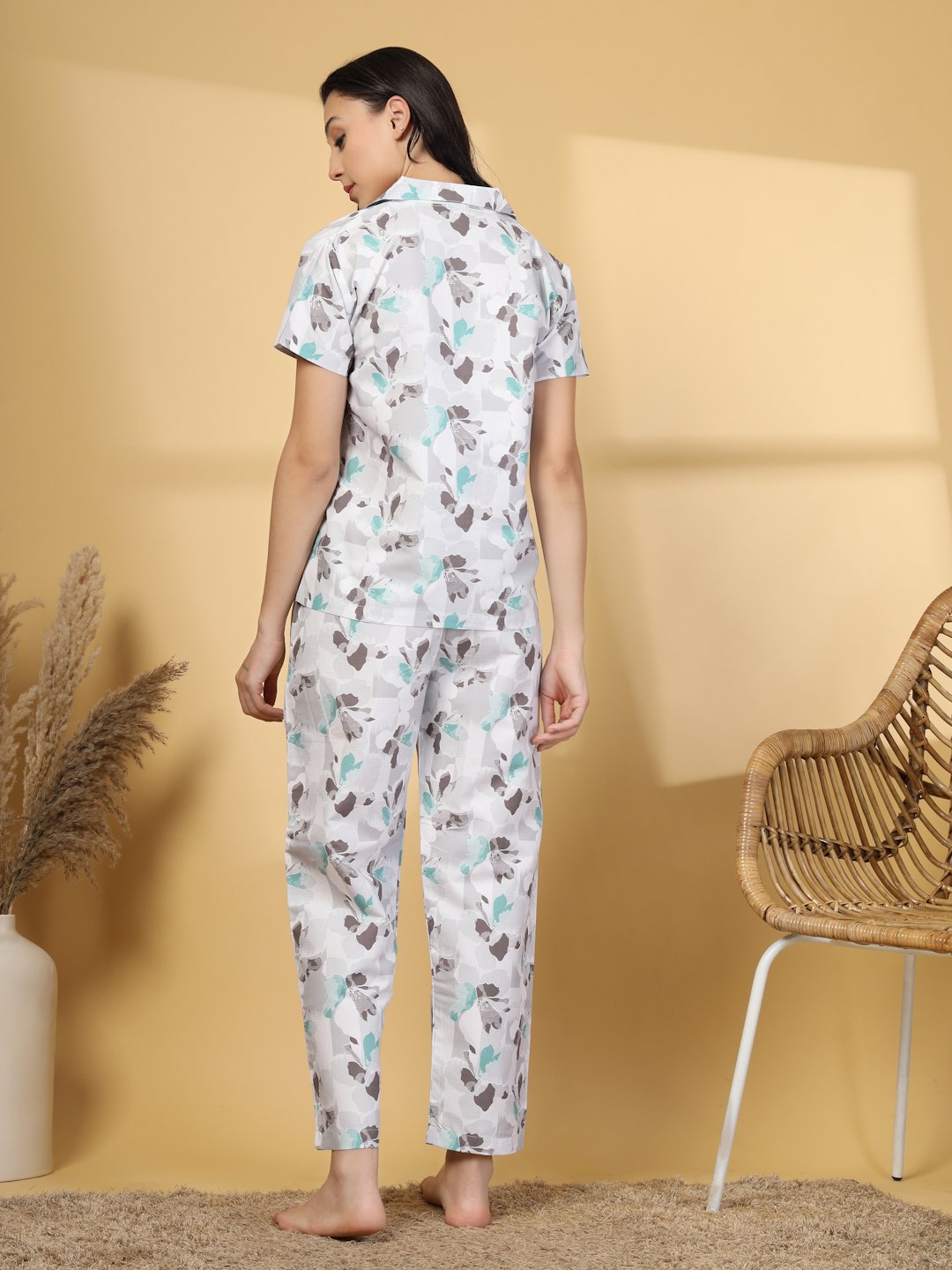 Women Multi Abstract Cotton Blend Night Suit