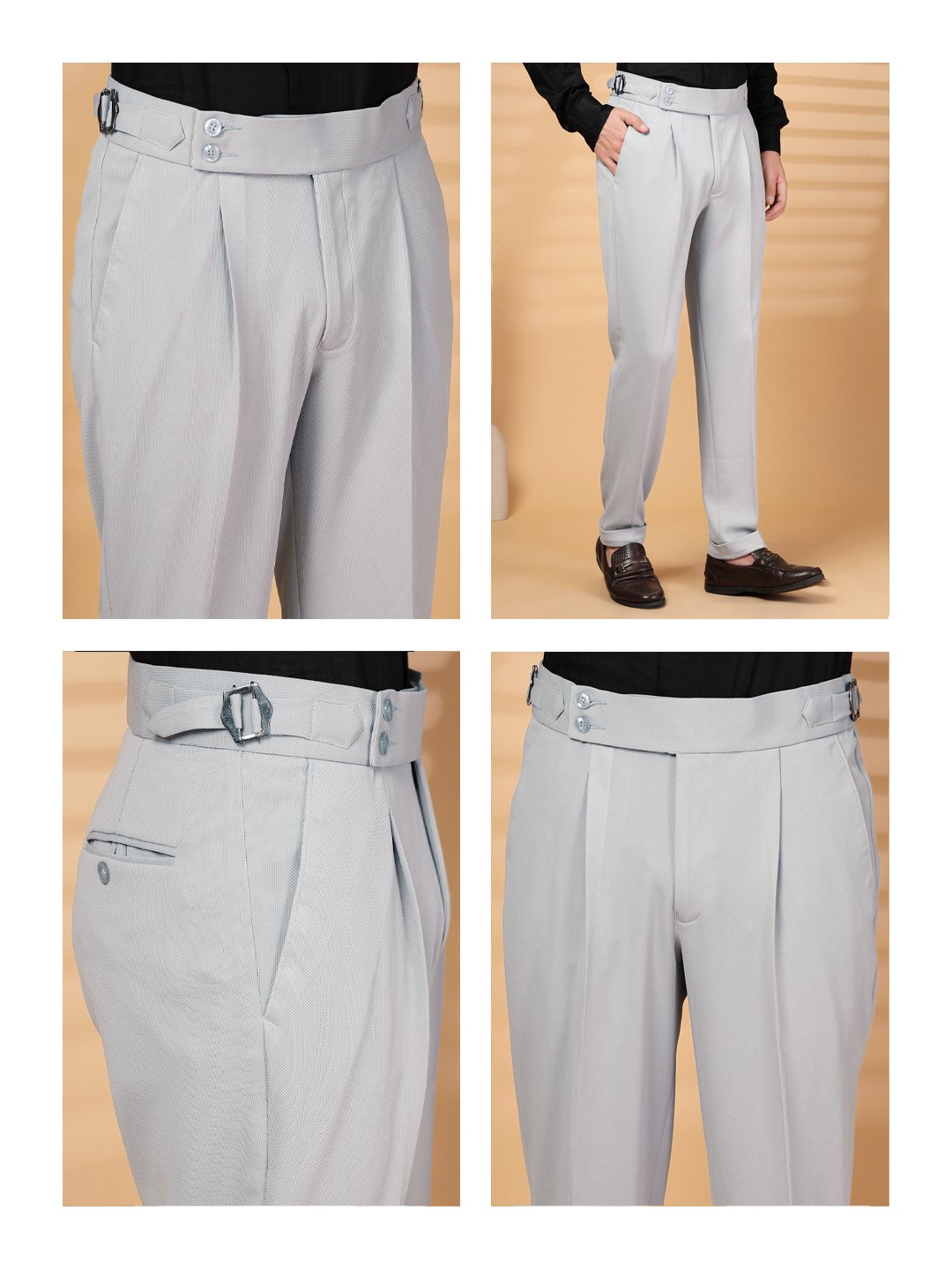 Light Grey Lycra Cotton Solid Smart Fit Formal Trouser