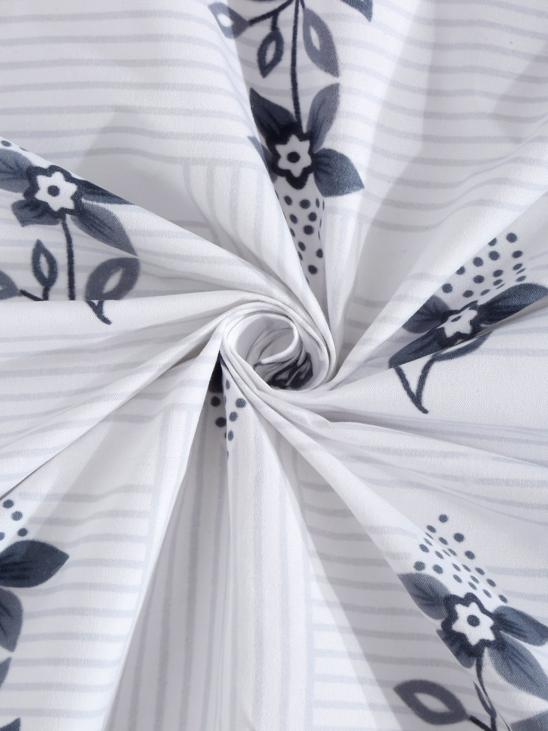 Klotthe White Floral 300 TC Cotton Blend Single Bedsheet Set in Book Fold Packing