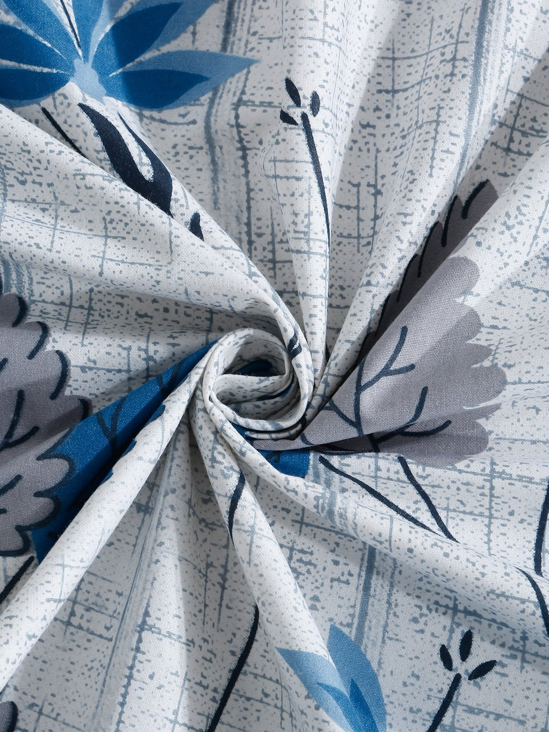 Blue Floral 400 TC Pure Cotton Double Bedsheet with 2 Pillow Covers