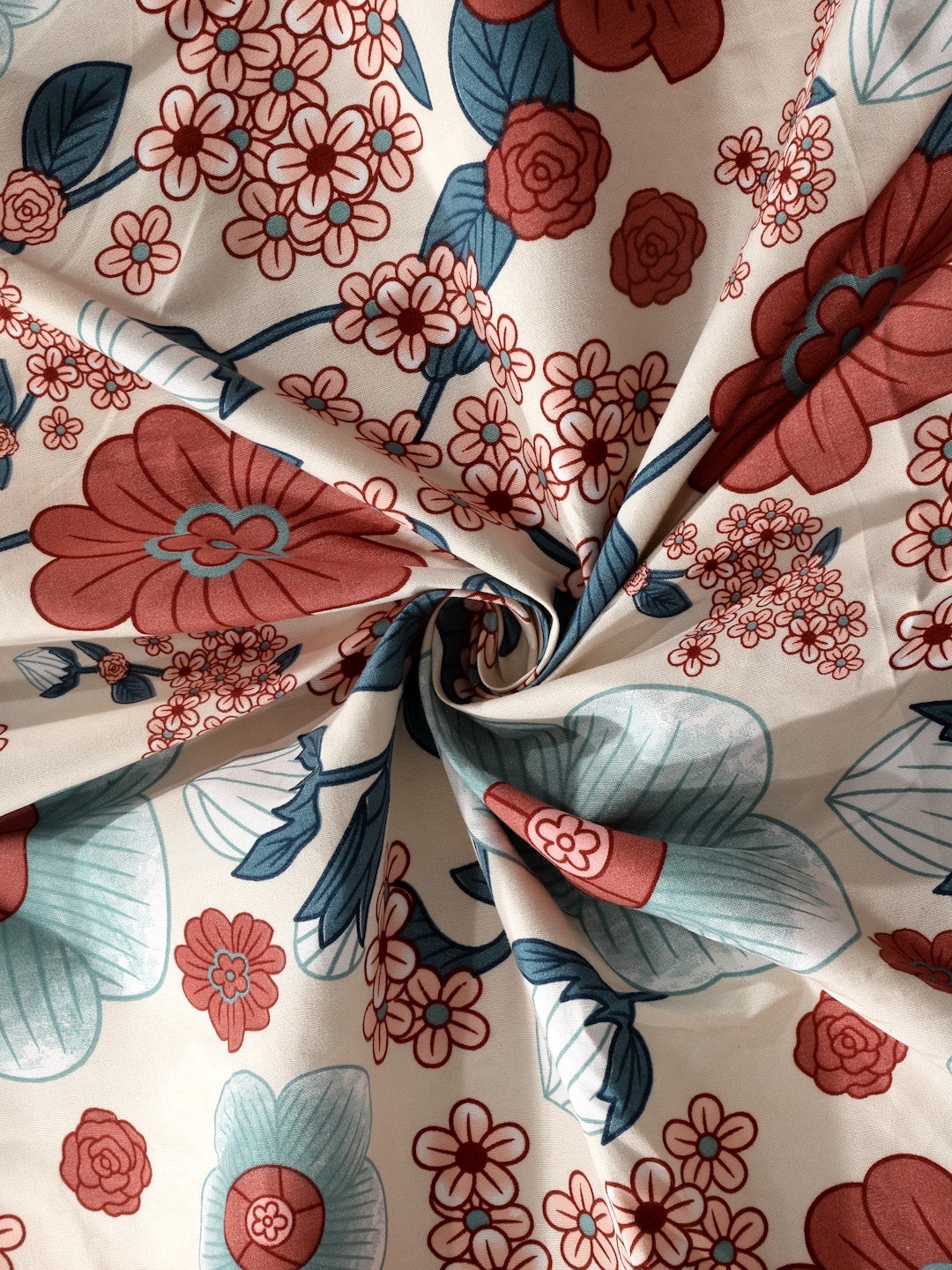 Klotthe Multi Floral 300 TC Cotton Blend Double Bedsheet with 2 Pillow Covers