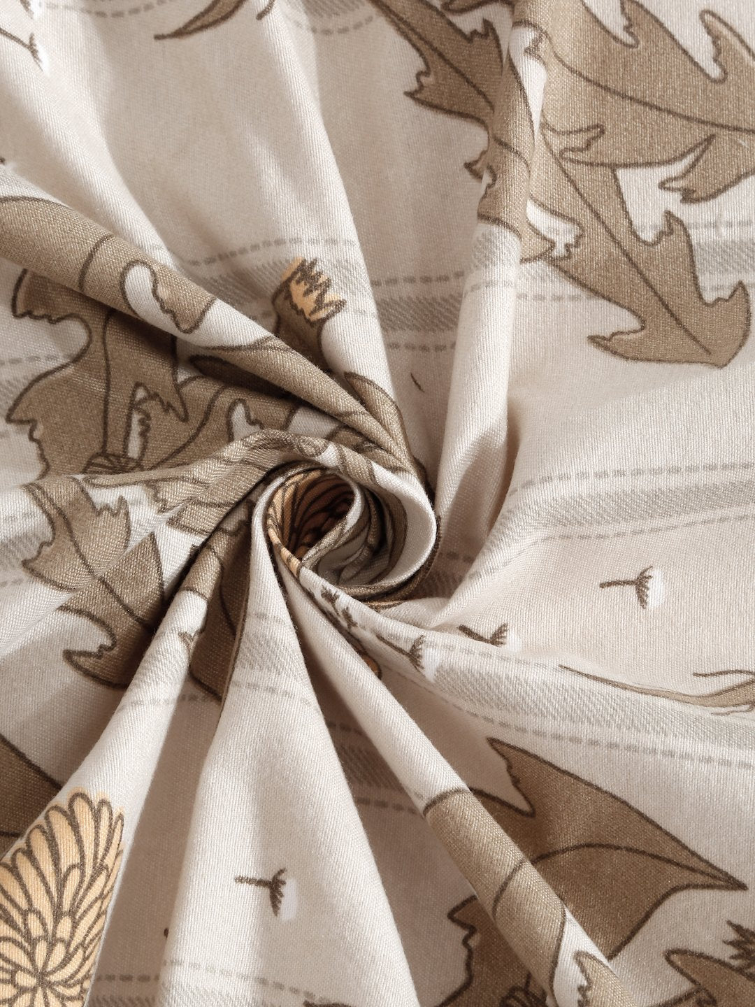 Beige Floral 300 TC Cotton Blend Fitted Super King Double Bedsheet with 2 Pillow covers