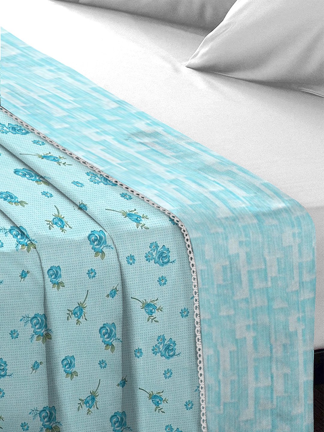 Blue Pure Cotton Floral Double Bed Dohar