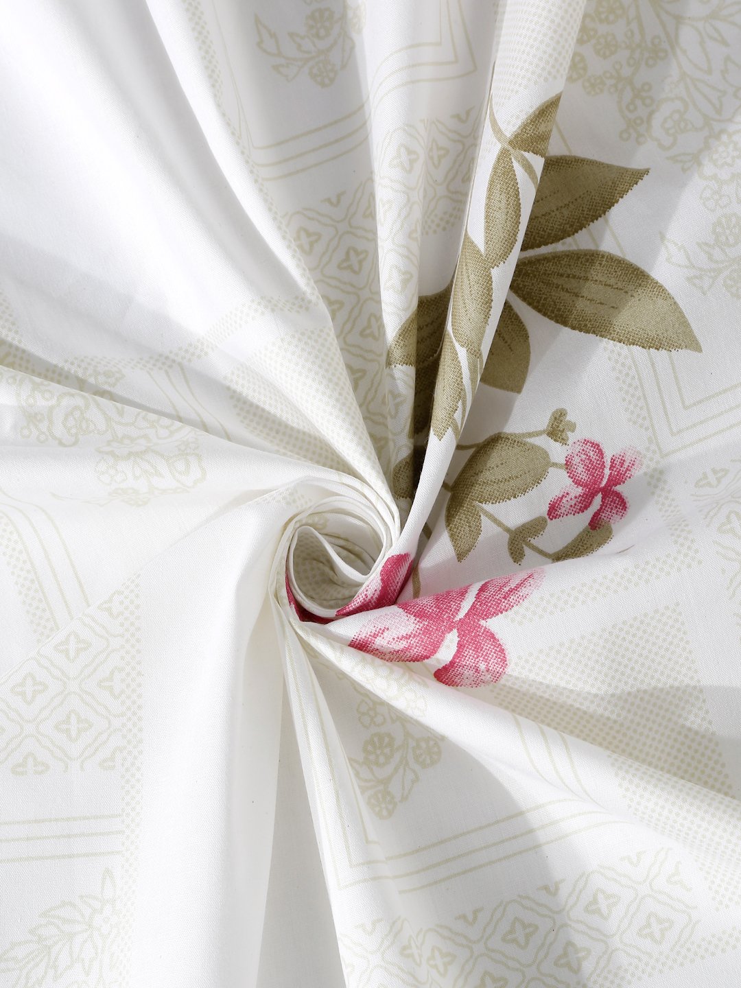 White Floral 400 TC Pure Cotton Super King Double Bedsheet with 2 Pillow Covers