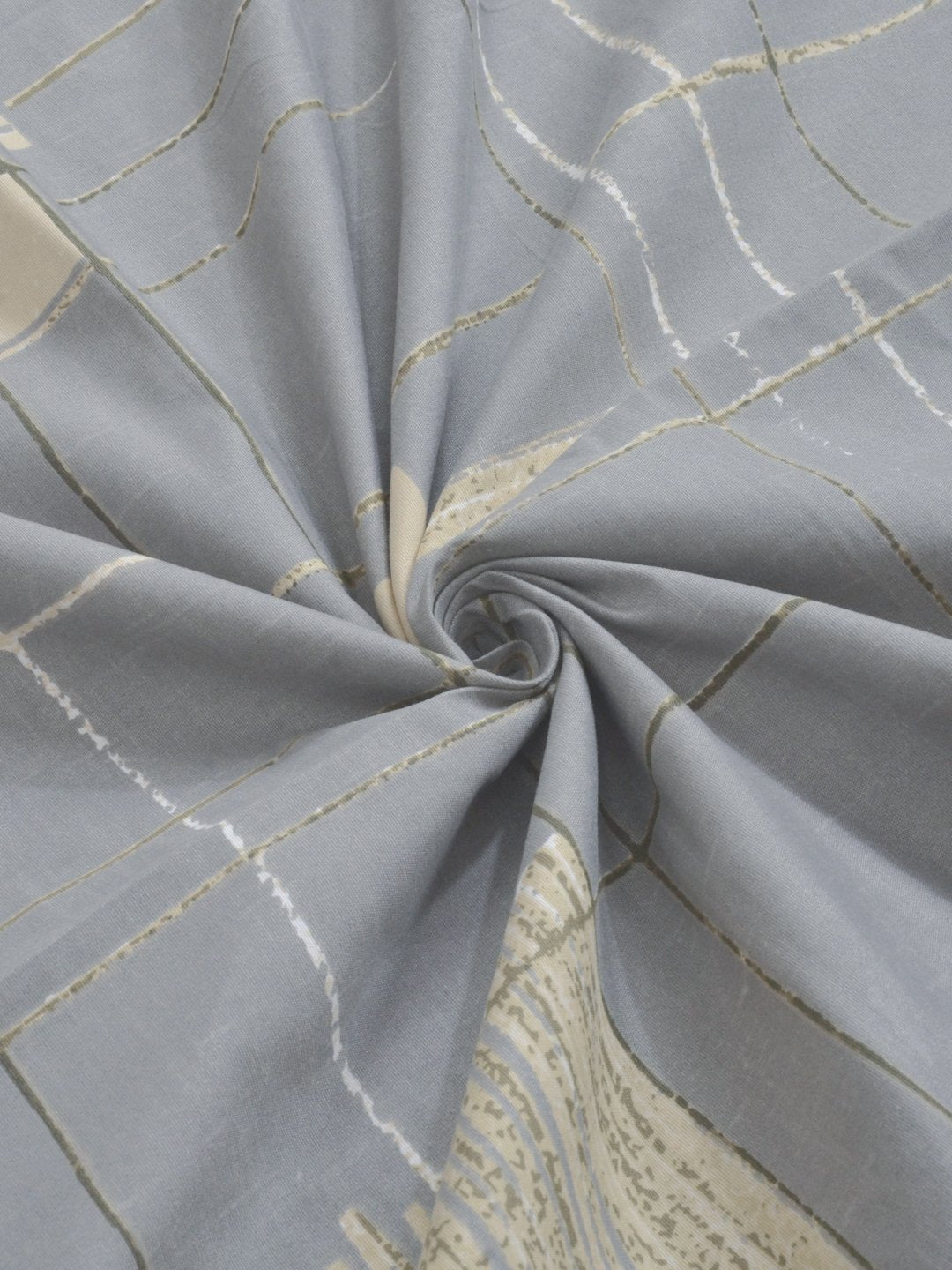 Grey Geometric 300 TC Cotton Blend Single Bedsheet with Pillow Cover
