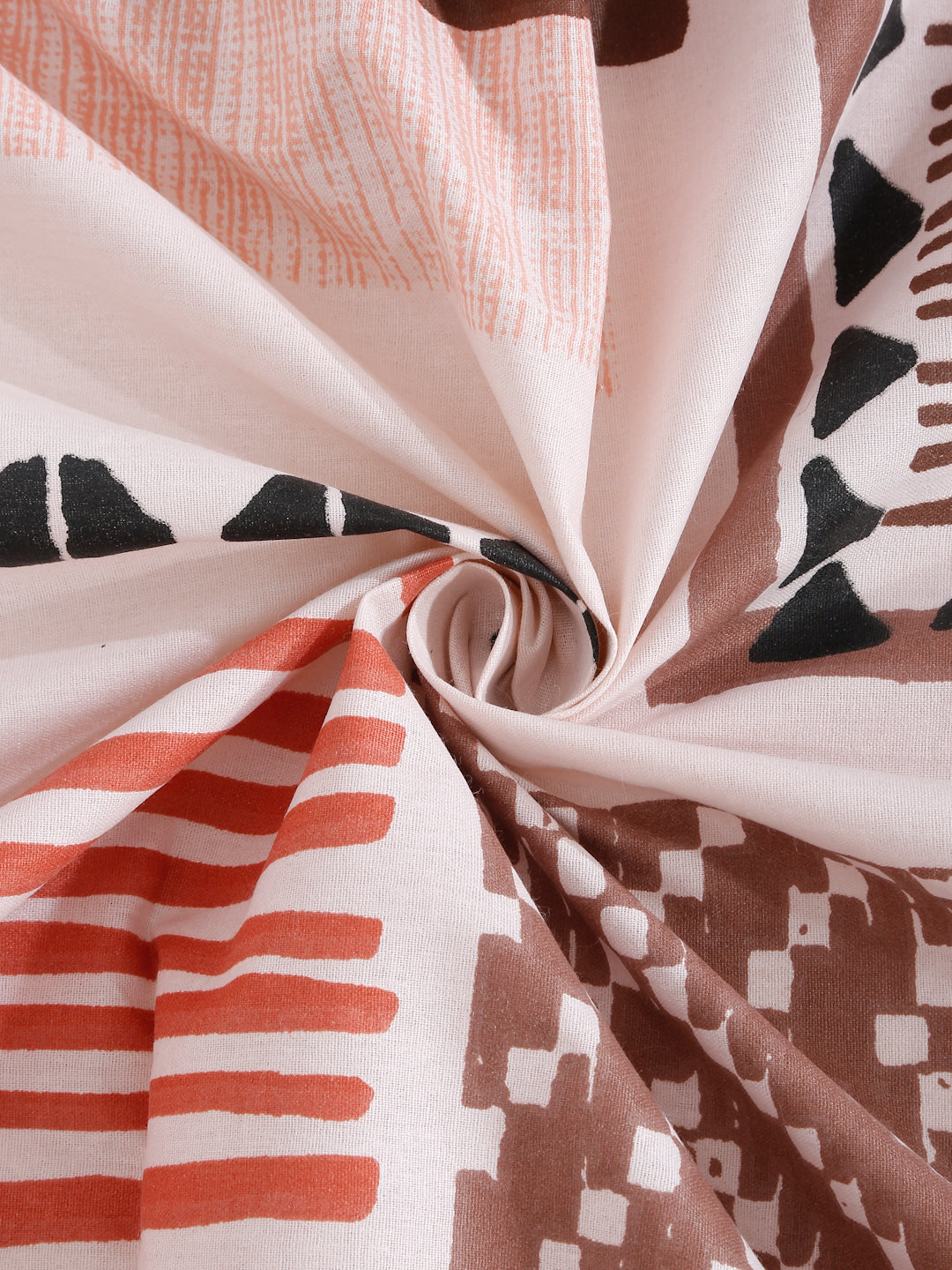 Klotthe Orange Geometric 400 TC Pure Cotton Double Bedsheet with 2 Pillow Covers