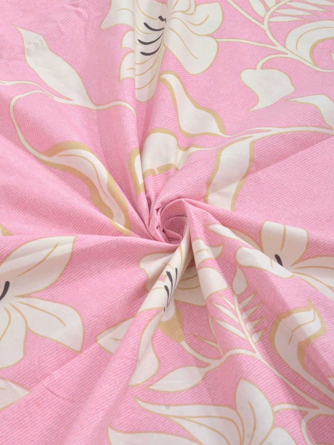 Pink Floral 300 TC Cotton Blend Single Bedsheet with Pillow Cover