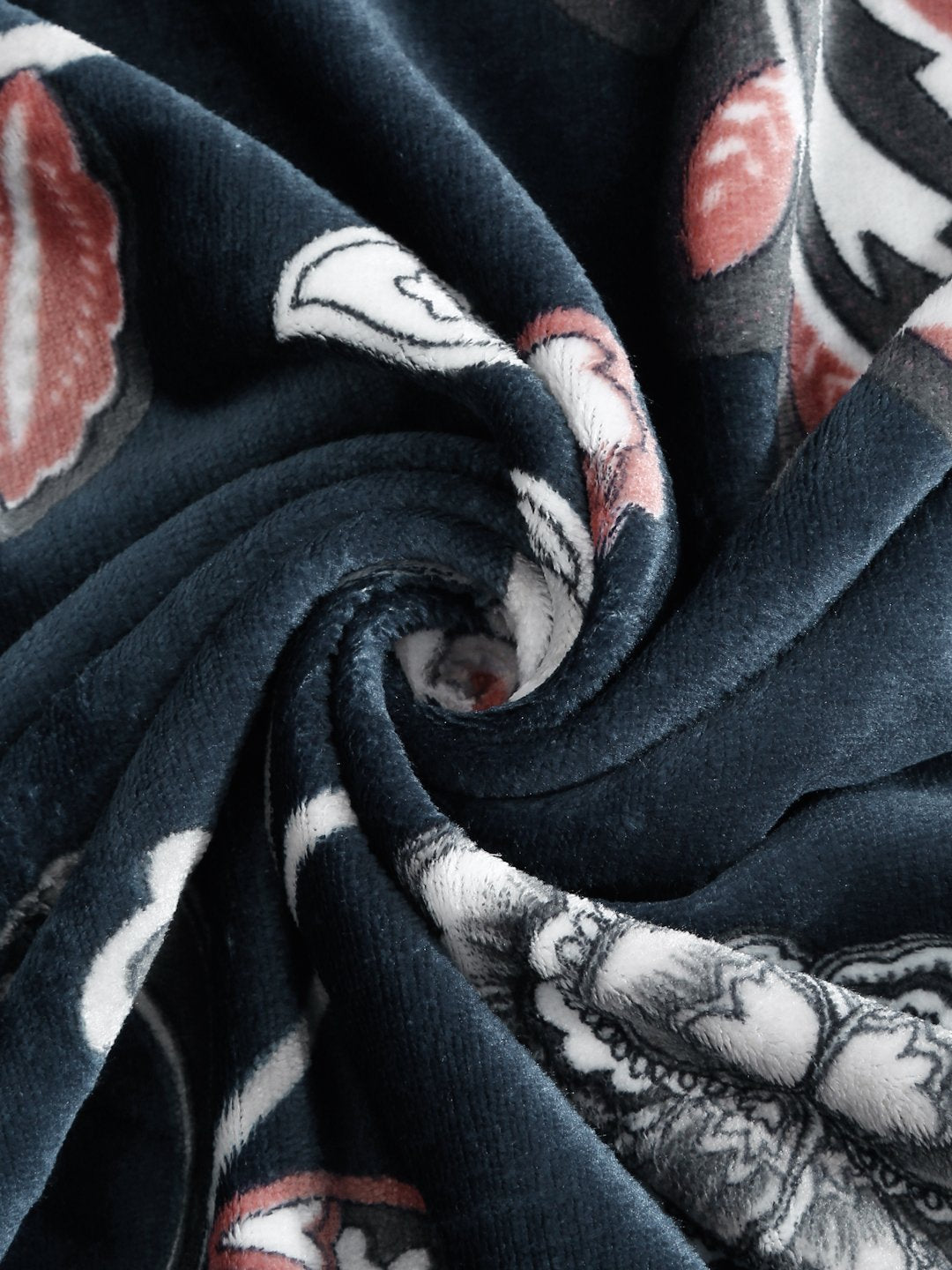 Blue Woolen Floral Double Bed Dohar