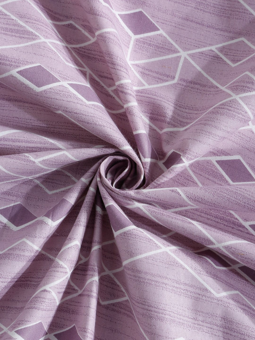 Purple Geometric 400 TC Pure Cotton Super King Fitted Double Bedsheet with 2 Pillow Covers
