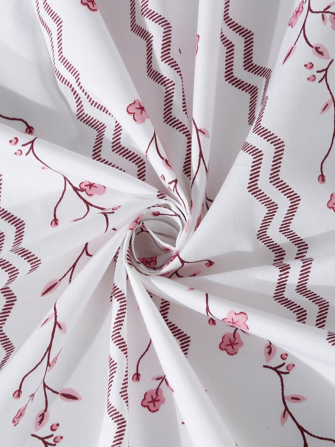 White Floral 400 TC Pure Cotton Super King Double Bedsheet with 2 Pillow Covers