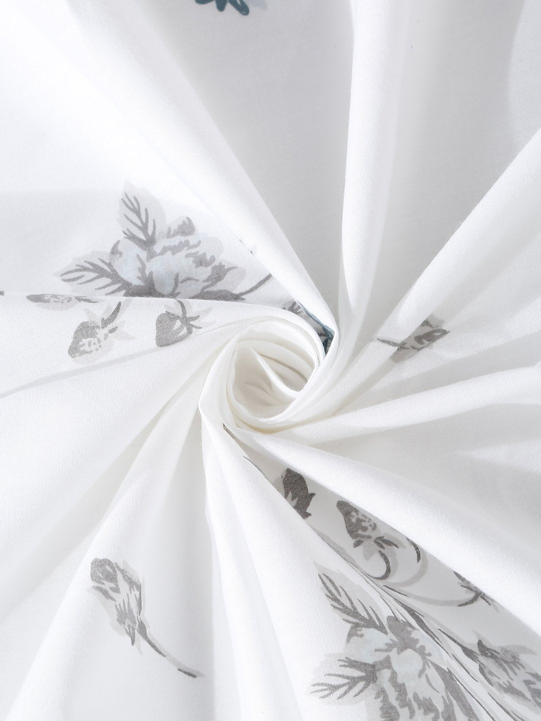 White Floral 400 TC Pure Cotton Super King Double Bedsheet with 2 Pillow Covers