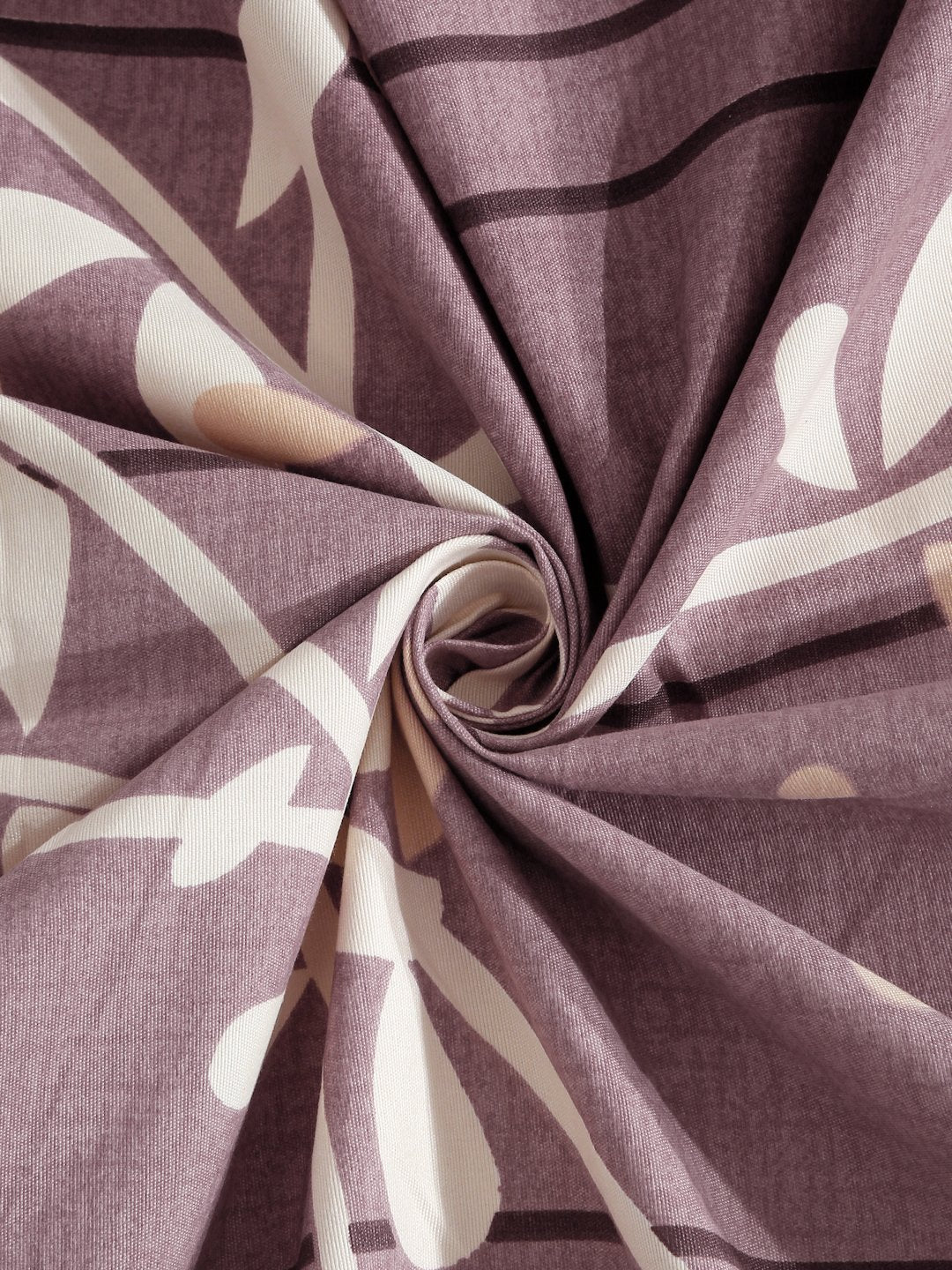 Purple Floral  300 TC Cotton Blend Fitted Double Bedsheet in Book Fold Packing