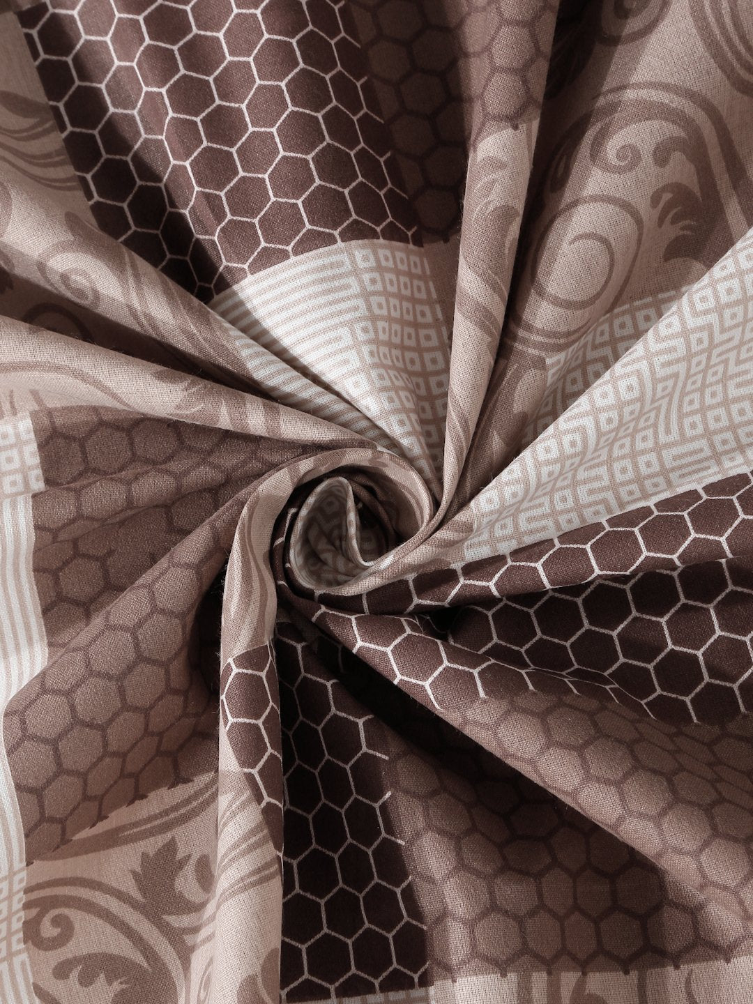 Brown Geometric 400 TC Pure Cotton Double Bedsheet with 2 Pillow Covers