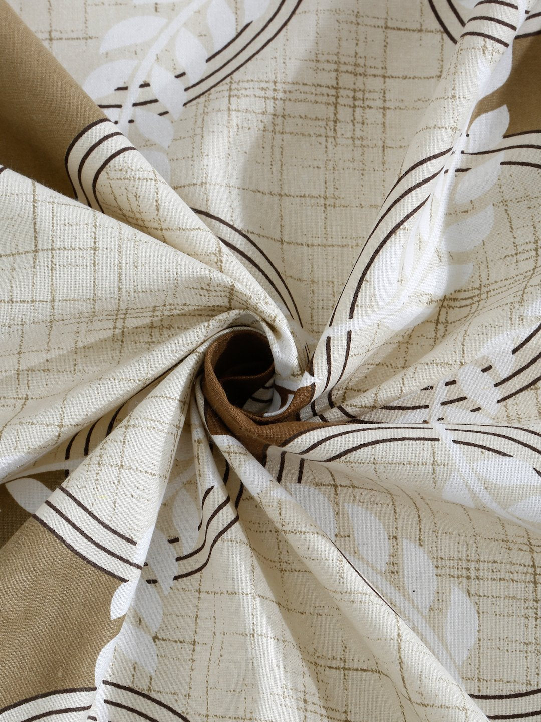 Beige Geometric 400 TC Pure Cotton Double Bedsheet with 2 Pillow Covers