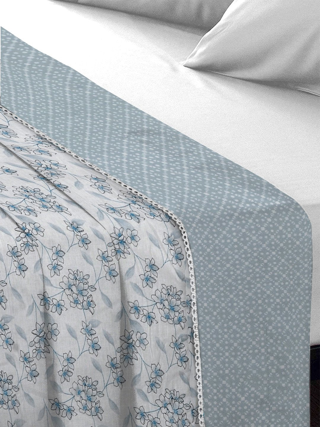 Blue Pure Cotton Floral Double Bed Dohar
