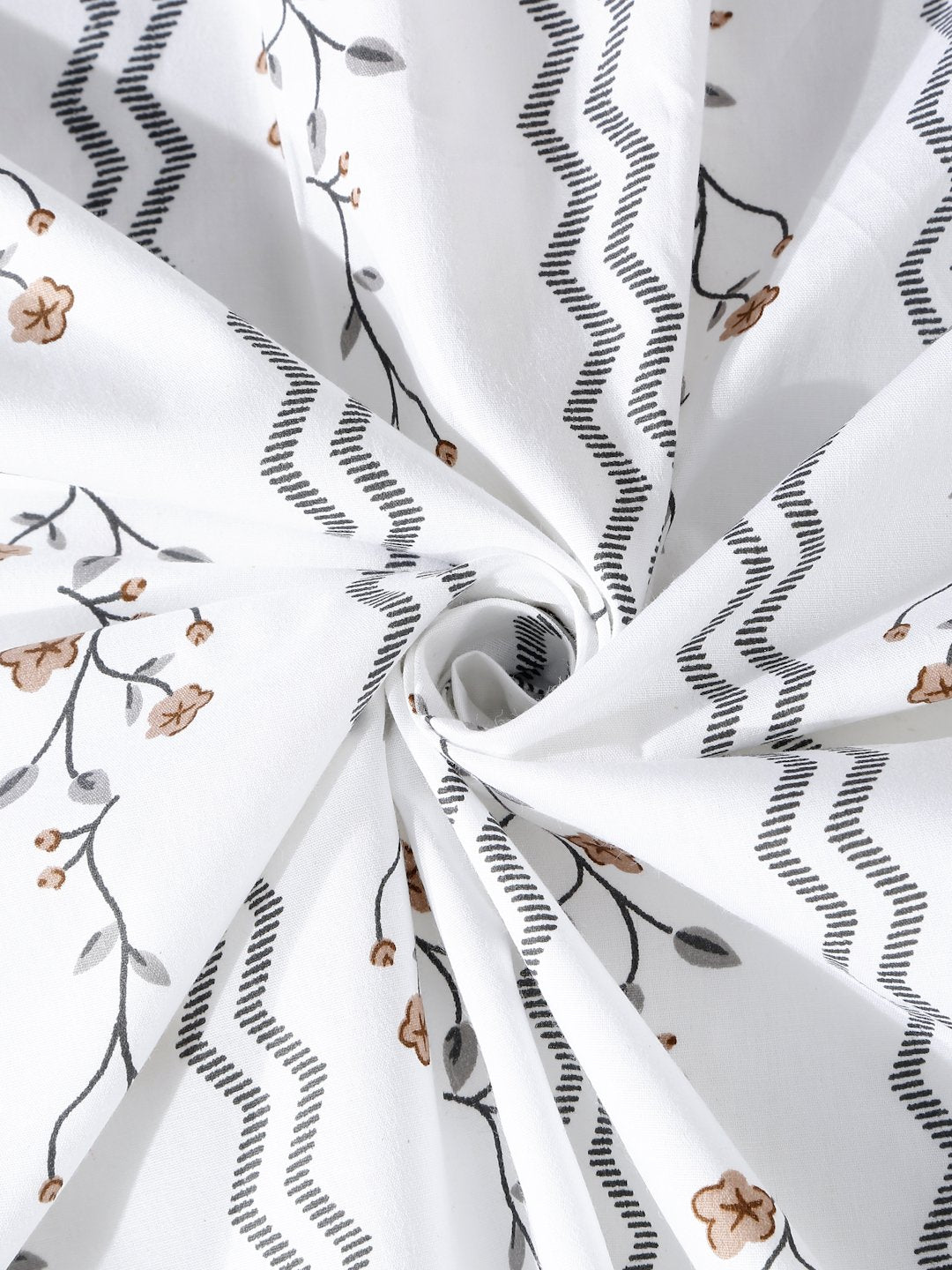 White Floral 400 TC Pure Cotton Super King Double Bedsheet with 2 Pillow Covers