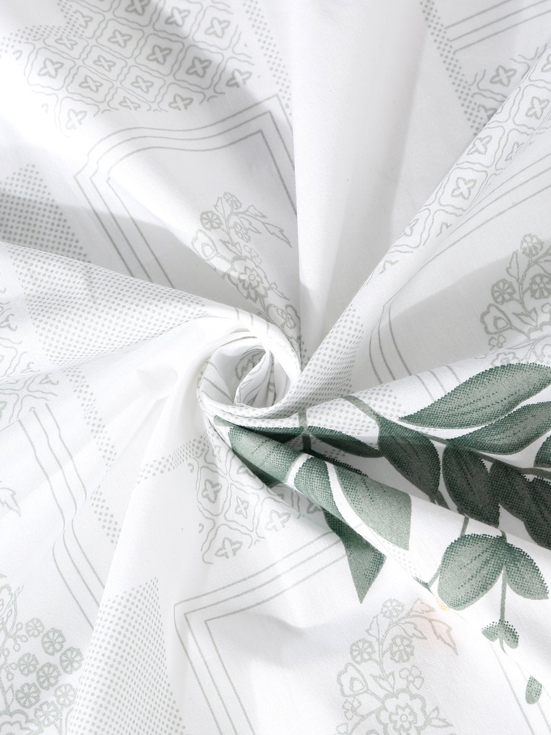 White Floral 400 TC Pure Cotton Super King Double Bedsheet with 2 Pillow Covers