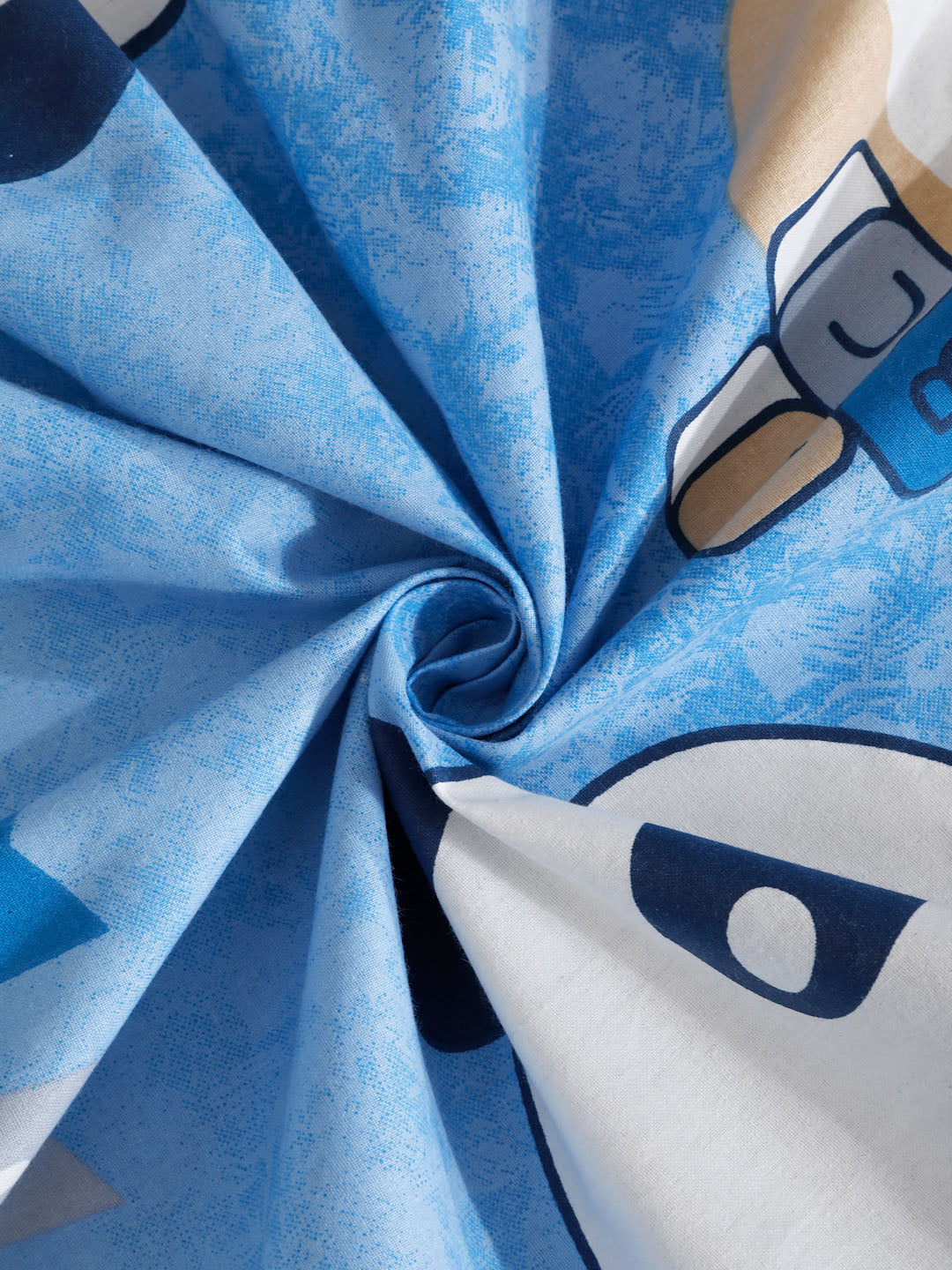 Klotthe SkyBlue Cartoon Characters 400 TC Pure Cotton Fitted Double Bedsheet with 2 Pillow Covers