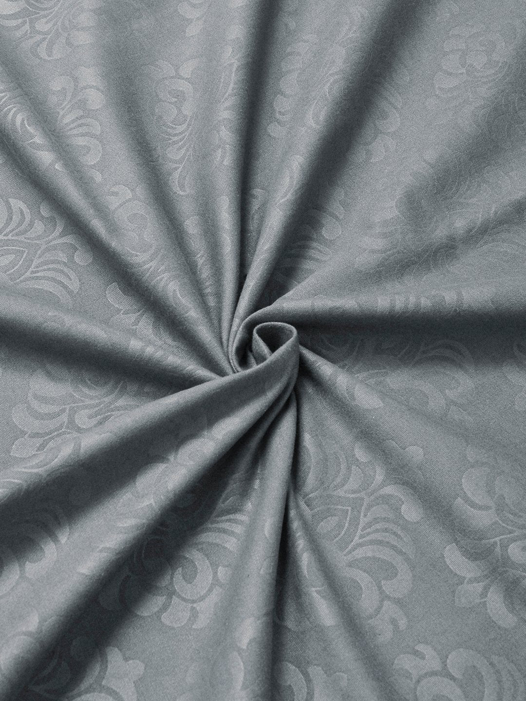 Grey Floral Embossed Cotton Blend Double Bedsheet with 2 Pillow Covers