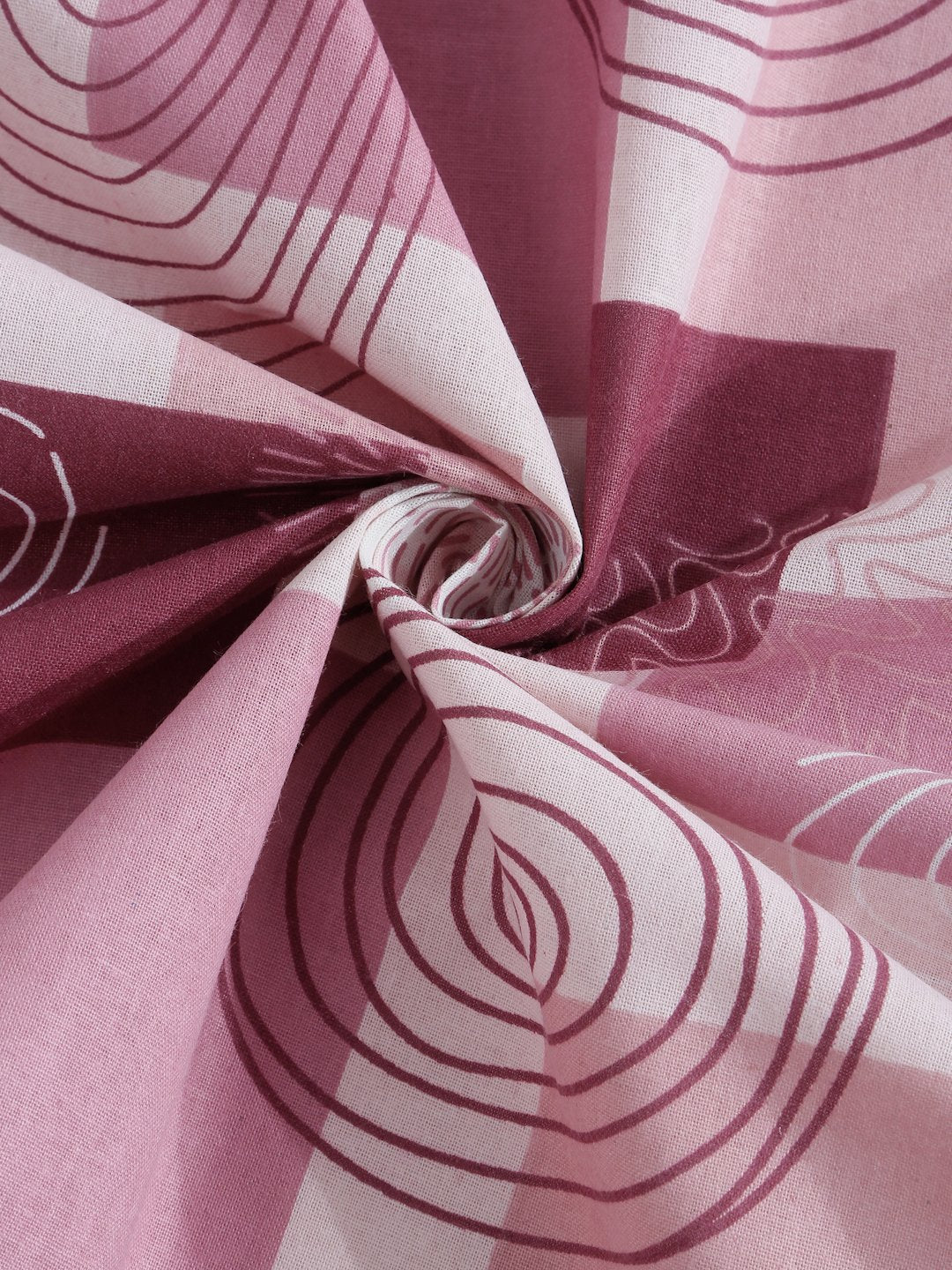 Pink Geometric 400 TC Pure Cotton Fitted Double Bedsheet with 2 Pillow Covers