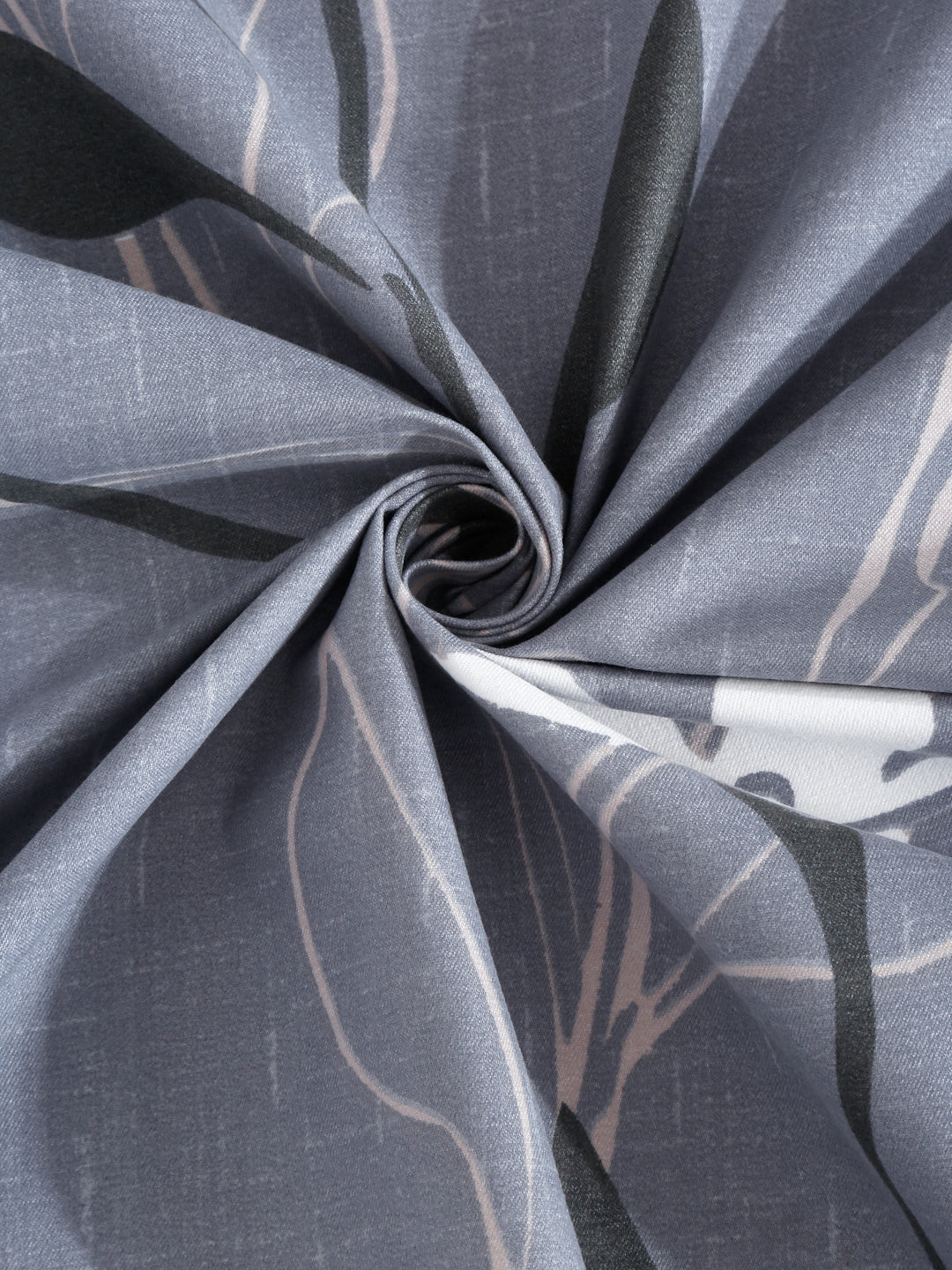 Klotthe Grey Floral 300 TC Cotton Blend Fitted Super King Double Bedsheet in Book Fold Packing