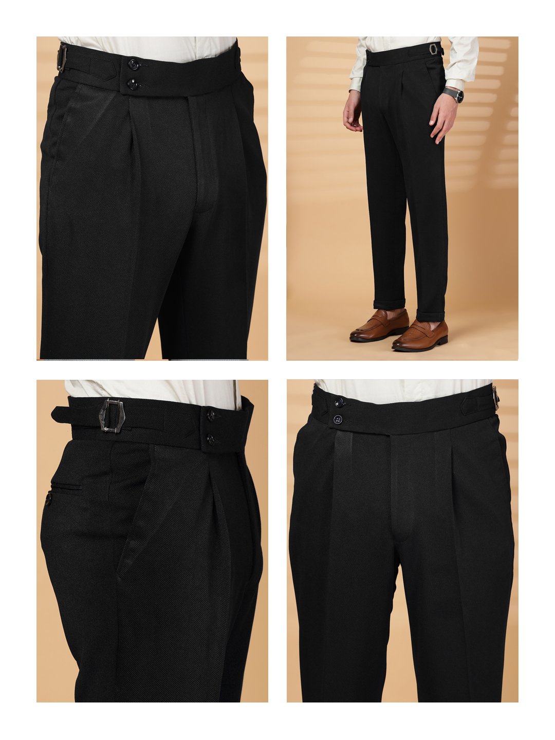 Black Lycra Cotton Solid Smart Fit Formal Trouser