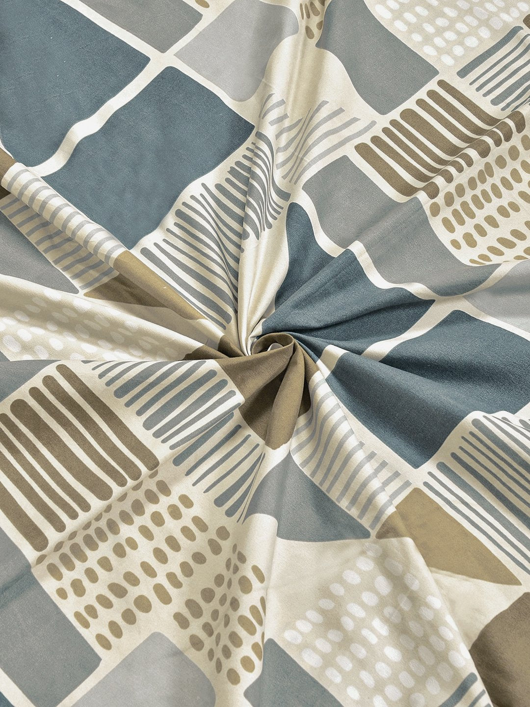 Multi Geometric 300 TC Cotton Blend Double Bedsheet in Book Fold Packing