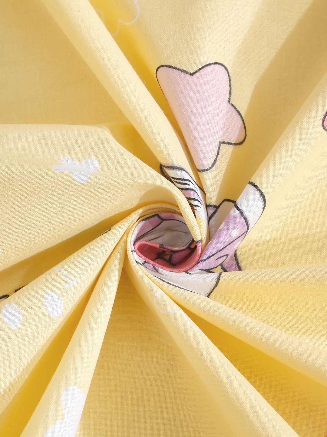 Yellow Cartoon Characters 400 TC Pure Cotton Double Bedsheet with 2 Pillow Covers