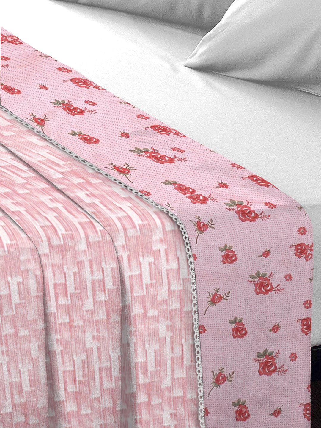 Pink Pure Cotton Floral Double Bed Dohar