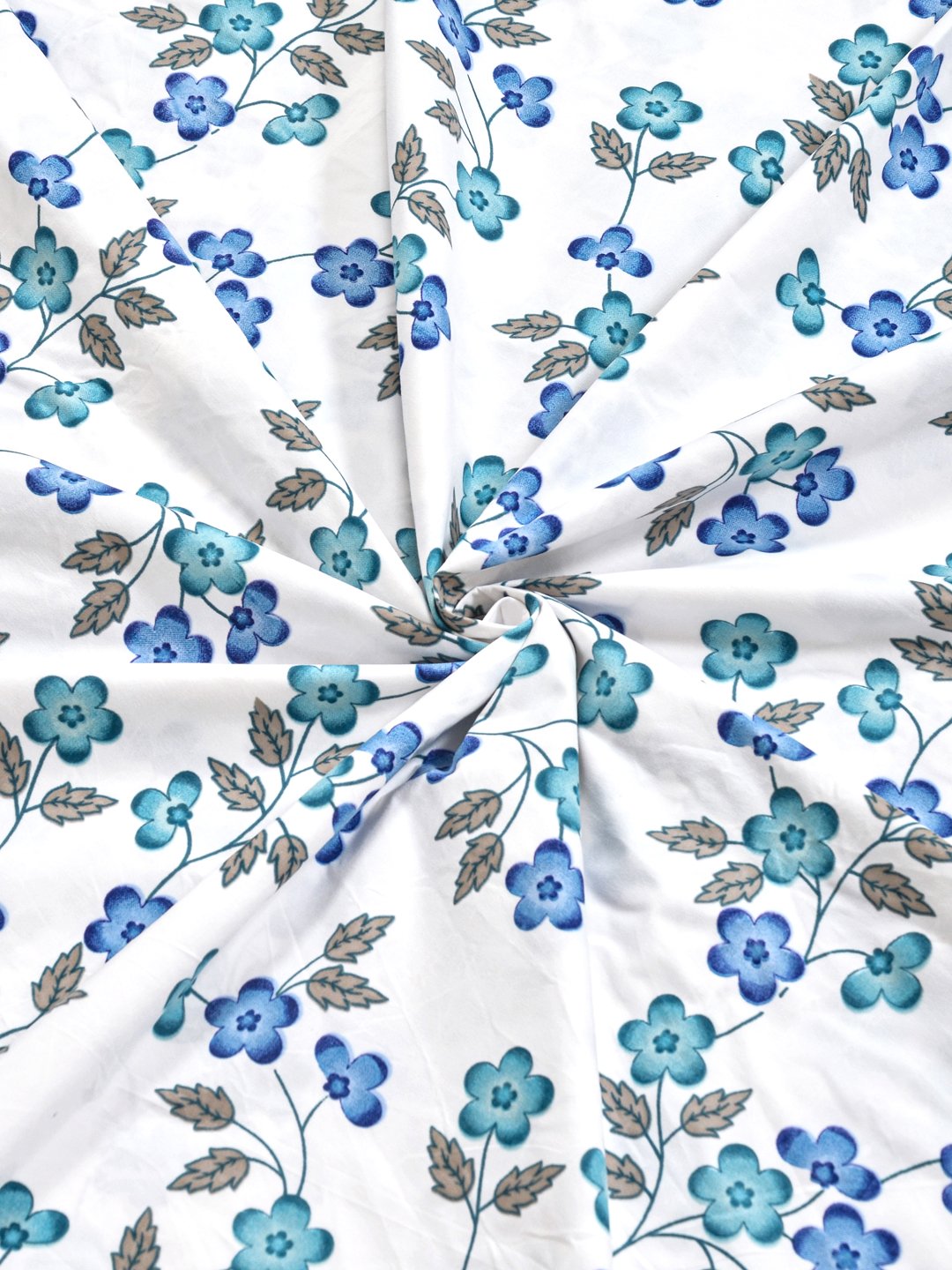 White Floral 300 TC Cotton Blend Double Bedsheet with 2 Pillow Covers
