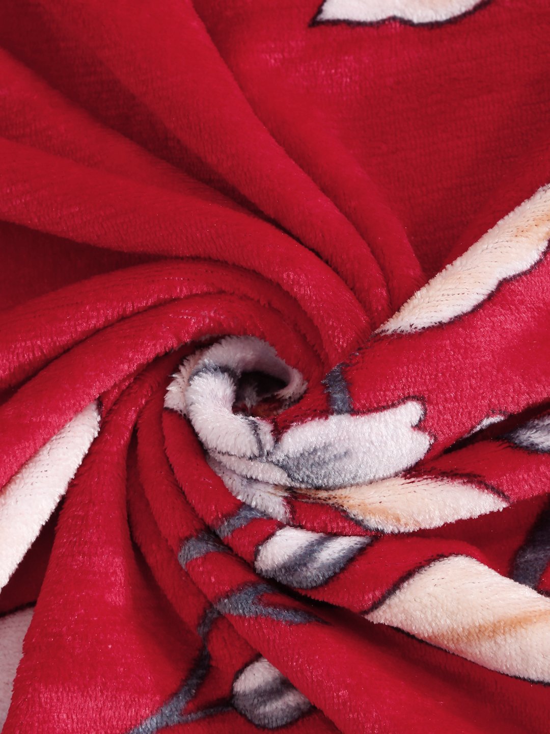 Red Woolen Floral Double Bed Dohar