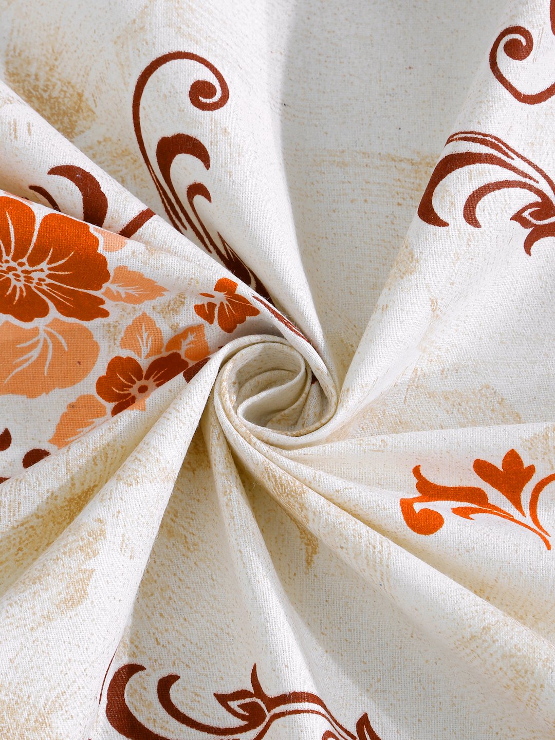 Orange Floral 400 TC Pure Cotton Double Bedsheet with 2 Pillow Covers