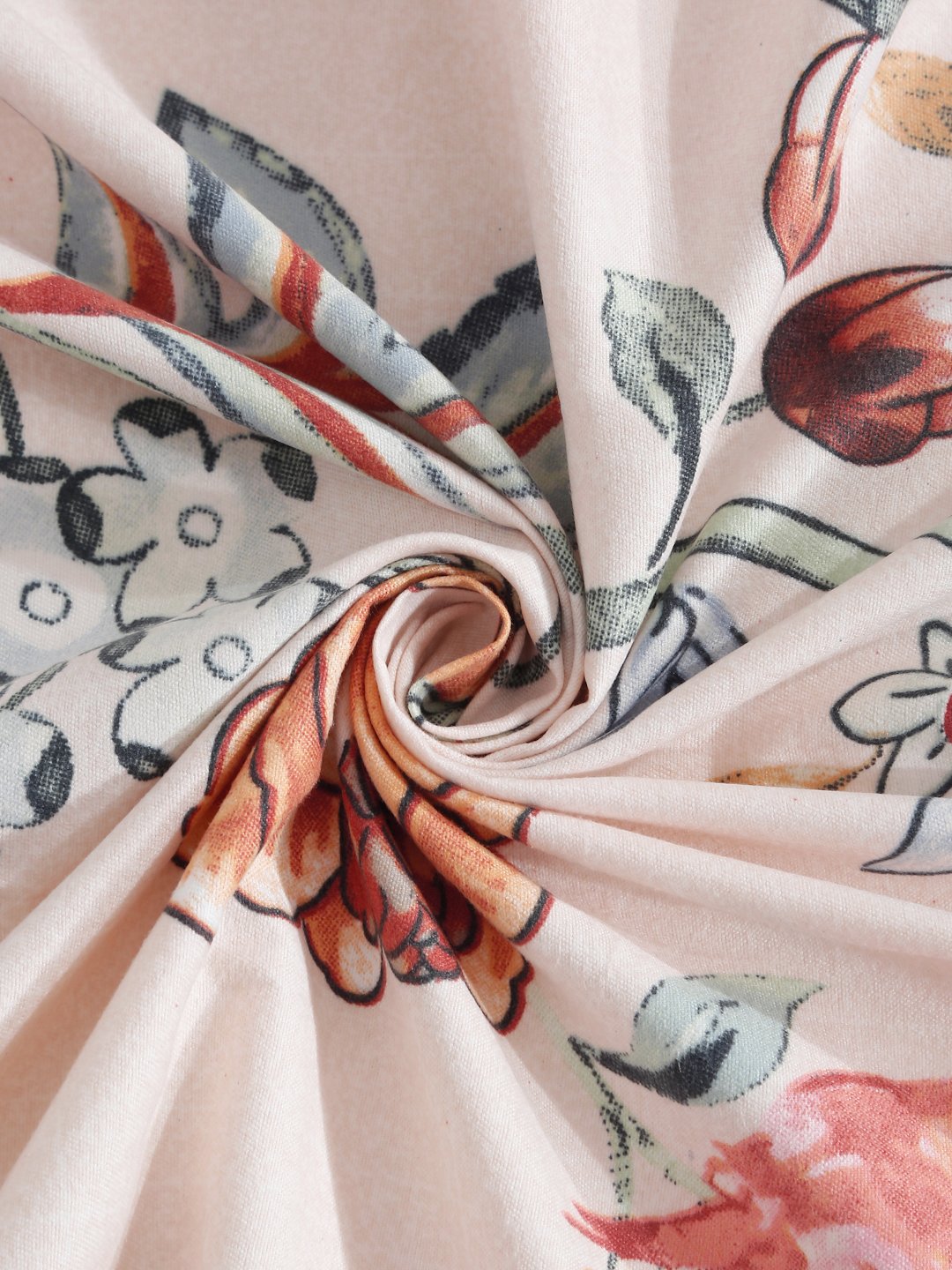 Multi Floral 300 TC Cotton Blend Fitted Single Bedsheet in Book Fold Packing