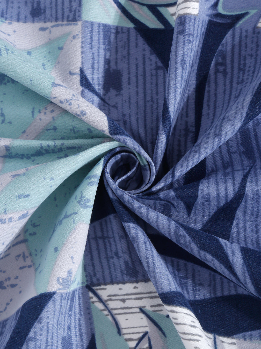 Klotthe Blue Floral 300 TC Cotton Blend Fitted Single Bedsheet with Pillow Cover