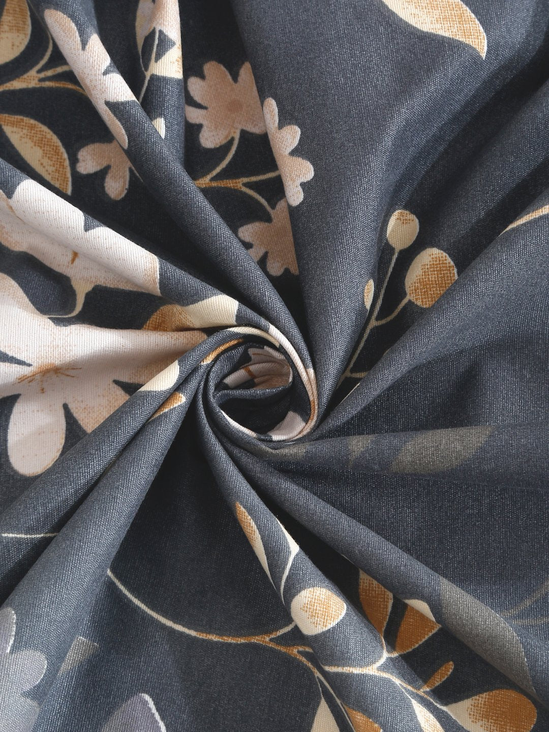 Grey Floral 300 TC Cotton Blend Single Bedsheet Set in Book Fold Packing