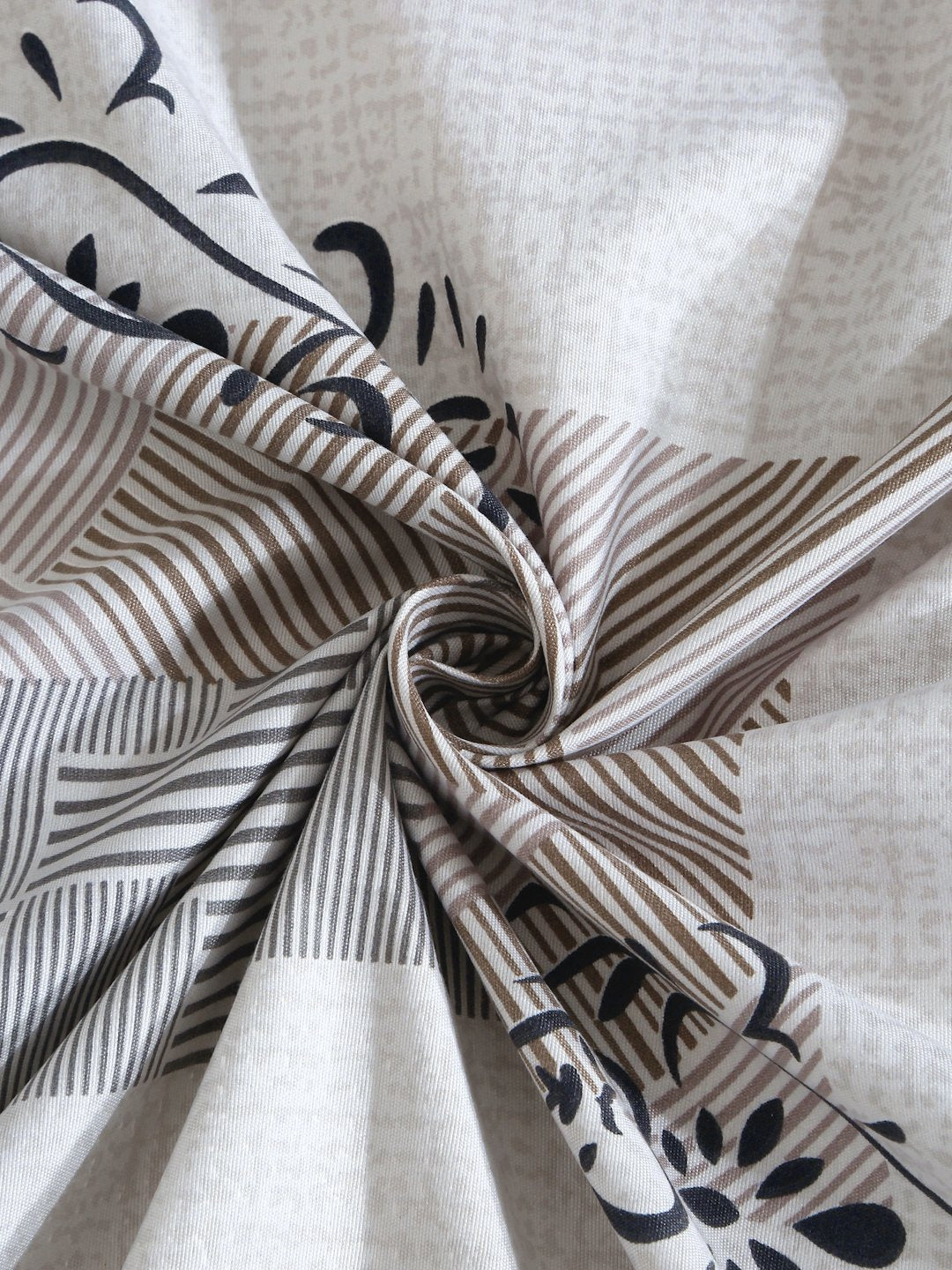 Grey Ethnic Motifs 300 TC Cotton Blend Fitted Single Bedsheet in Book Fold Packing