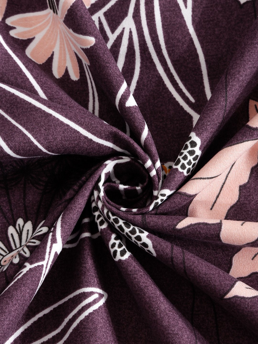 Purple Floral 300 TC Cotton Blend Single Bedsheet with Pillow Cover