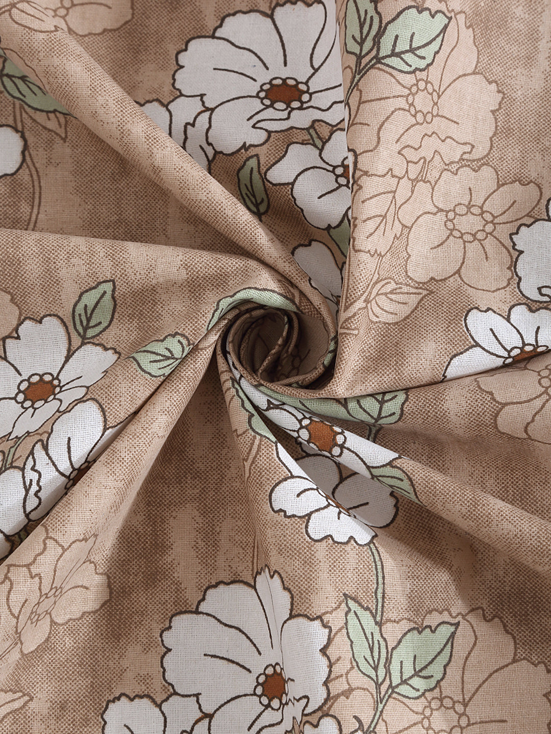 Klotthe Beige Floral 400 TC Pure Cotton Double Bedsheet with 2 Pillow Covers