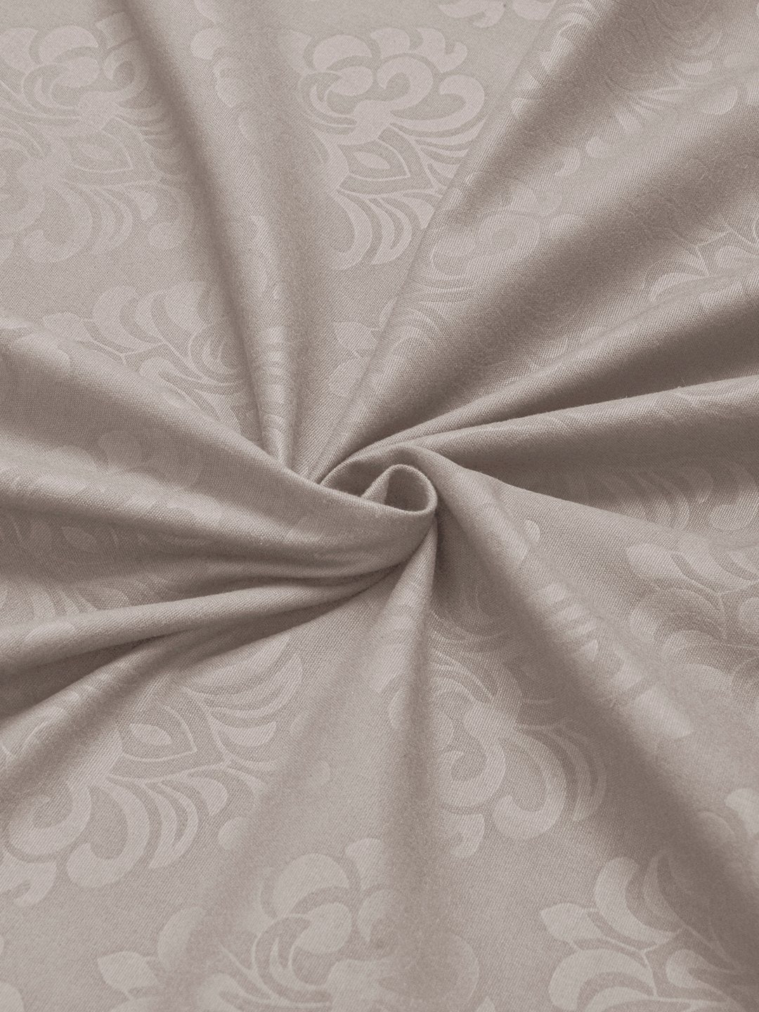 Beige Floral Embossed Cotton Blend Fitted Double Bedsheet with 2 Pillow Covers